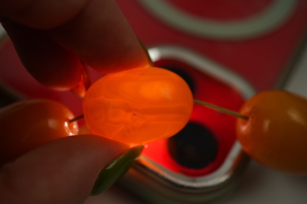 An amber bead necklace